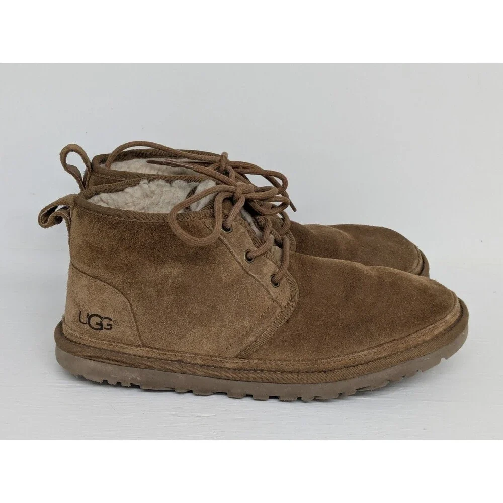 UGG Neumel Brown Chestnut  Suede Chukka Classic Boots Women’s Size 10 Men’s 8 - Picture 2 of 10